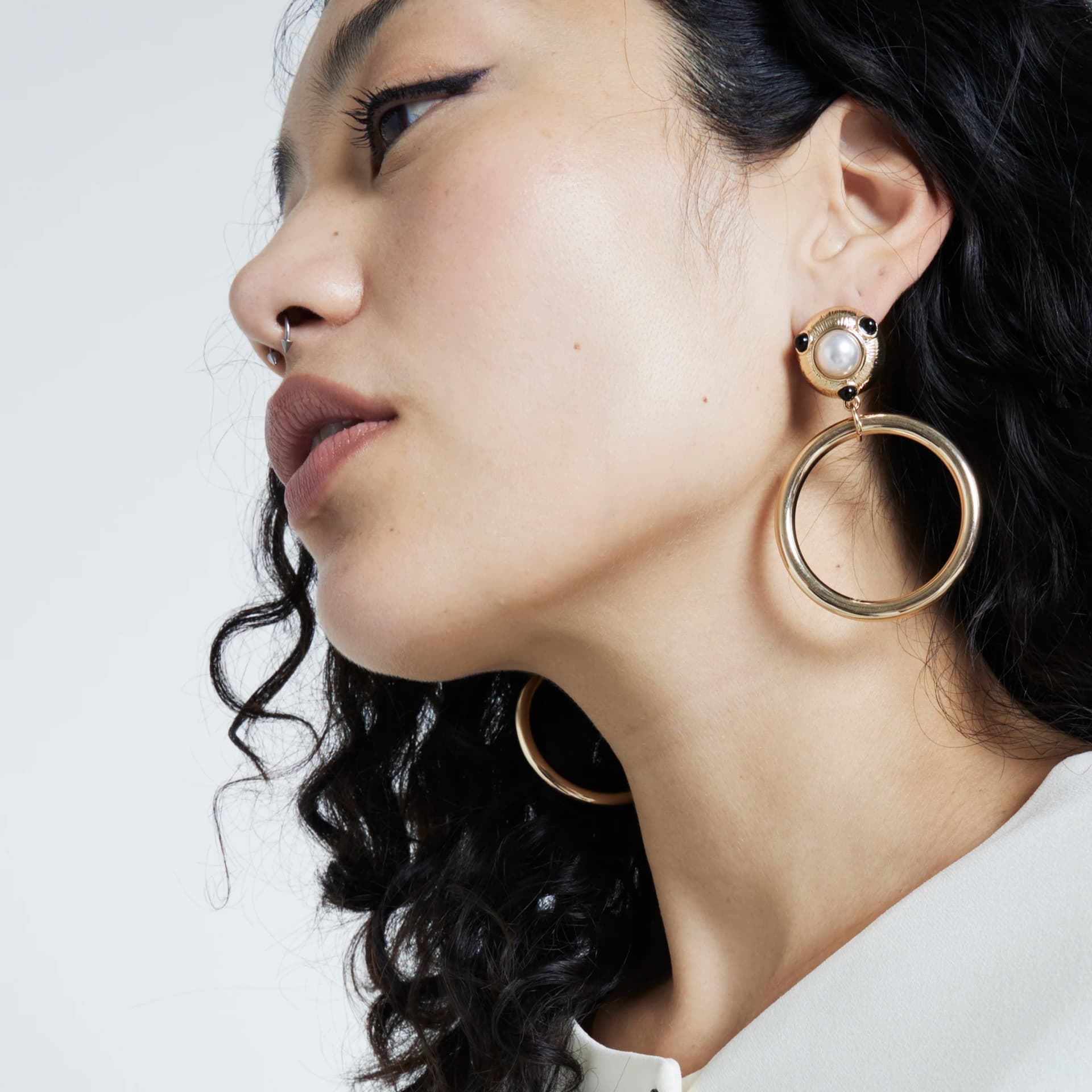 River Island River Island Womens Gold Open Circle Drop Earrings