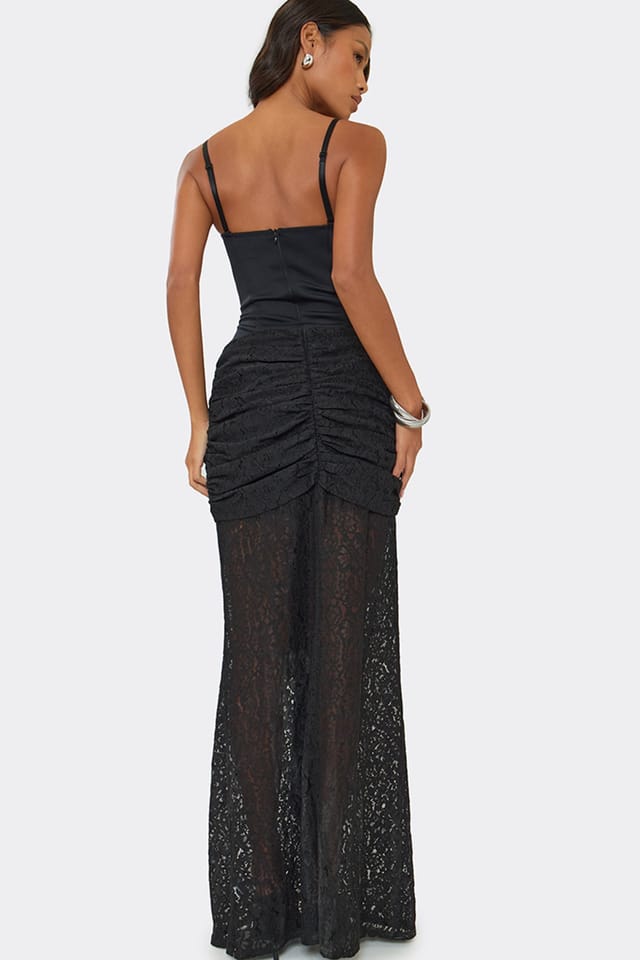 EGO EGO Women's Strappy Sweetheart Neckline Underwired Lace Maxi Dress in Black - 2