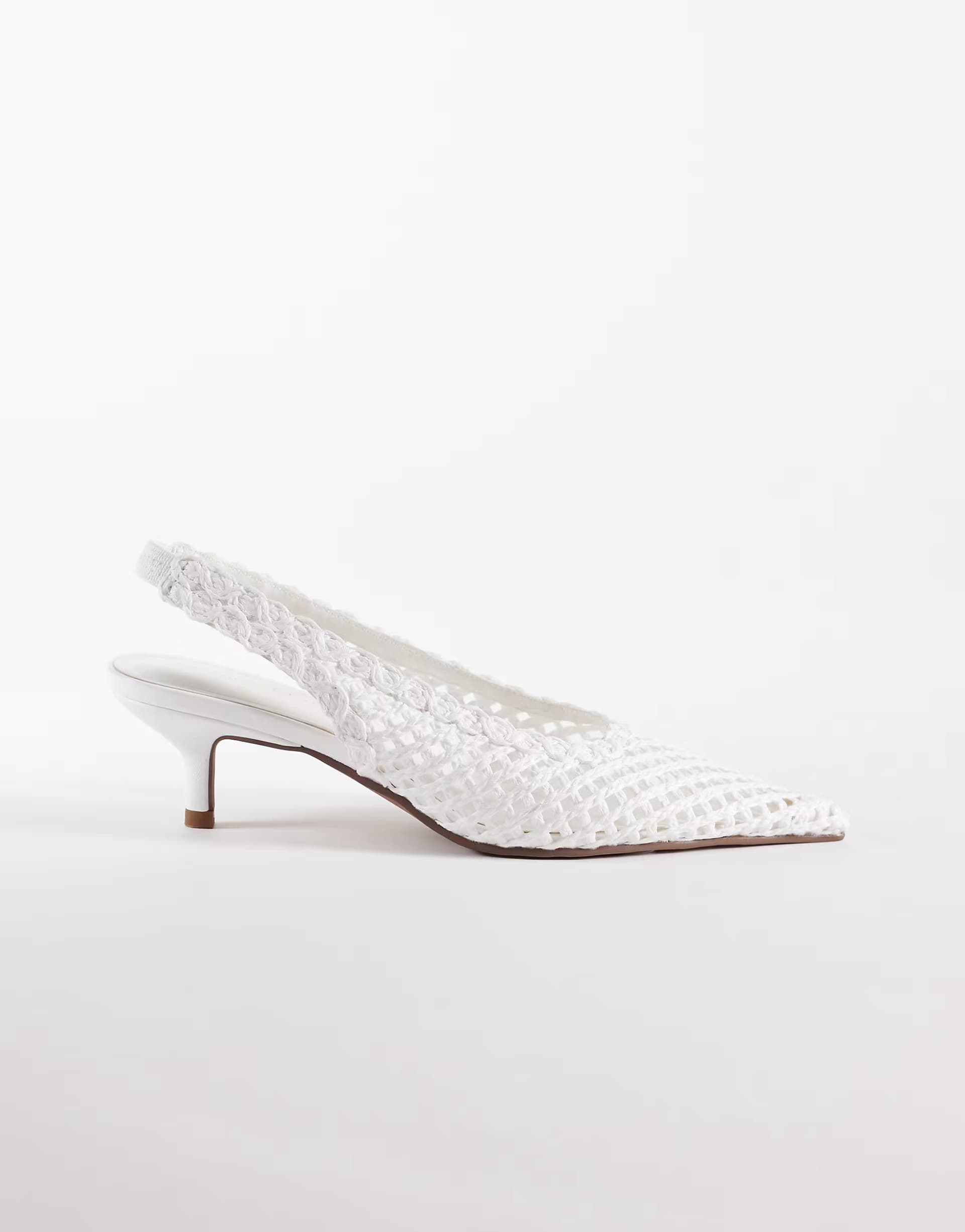 ASOS ASOS DESIGN Star weave slingback mid heel shoes in off white