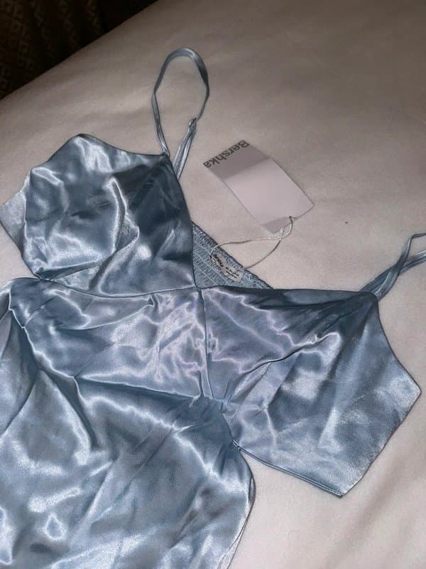 Bershka Bershka blue satin mini dress