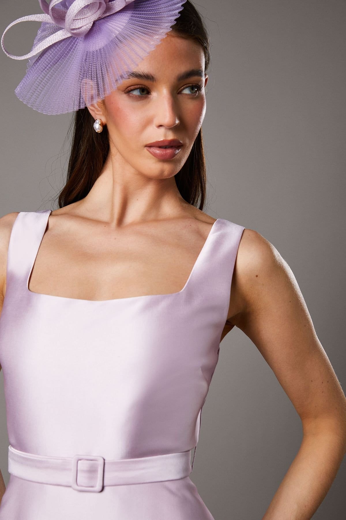 Coast Coast Women's Petite Belted Twill Midi Dress in Lilac - 4