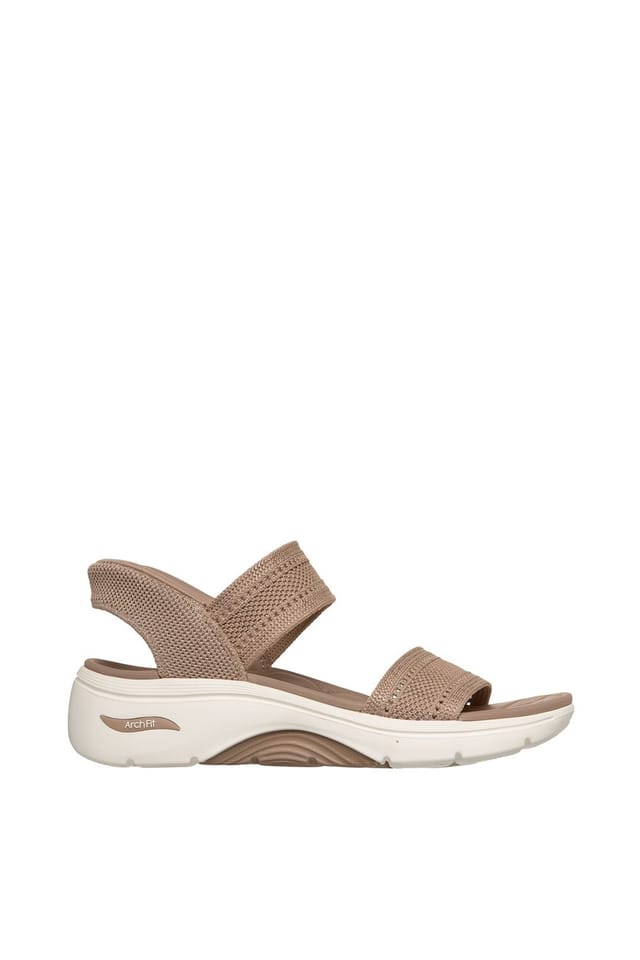 Skechers Skechers Women's GO WALK ARCH FIT 2.0 SANDALSlip-Ins Shiny Yarn Knit Quarter Strap Sandal Tan - 2