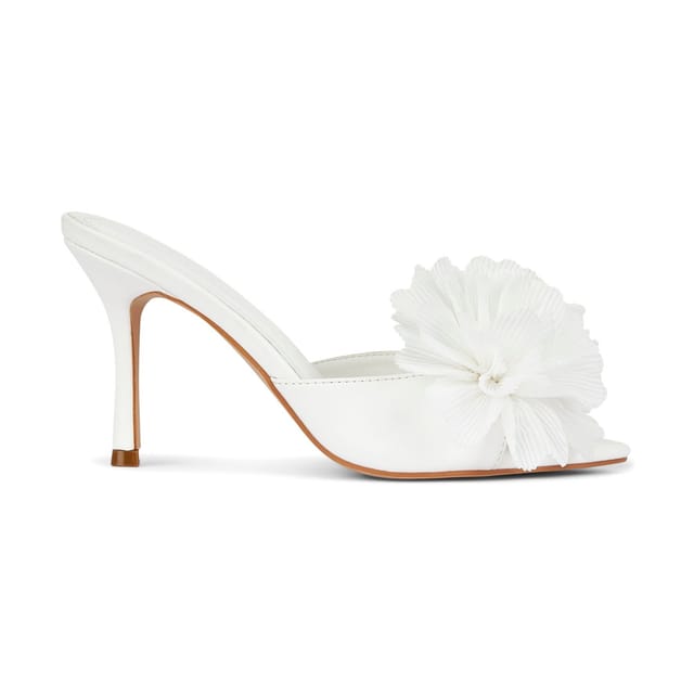 Truffle Collection Truffle Collection Women's Heeled Open Toe Mules Slip On PU Stiletto Heel Summer Shoes in White - 3