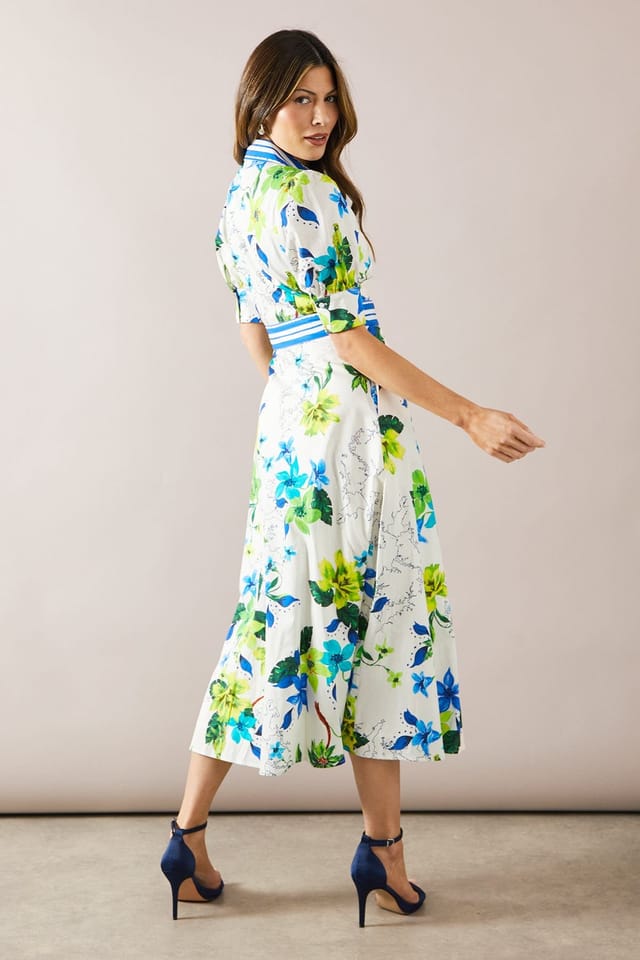 Wallis Wallis Women's Floral Print Button Midi Shirt Dress in Ivory - 3