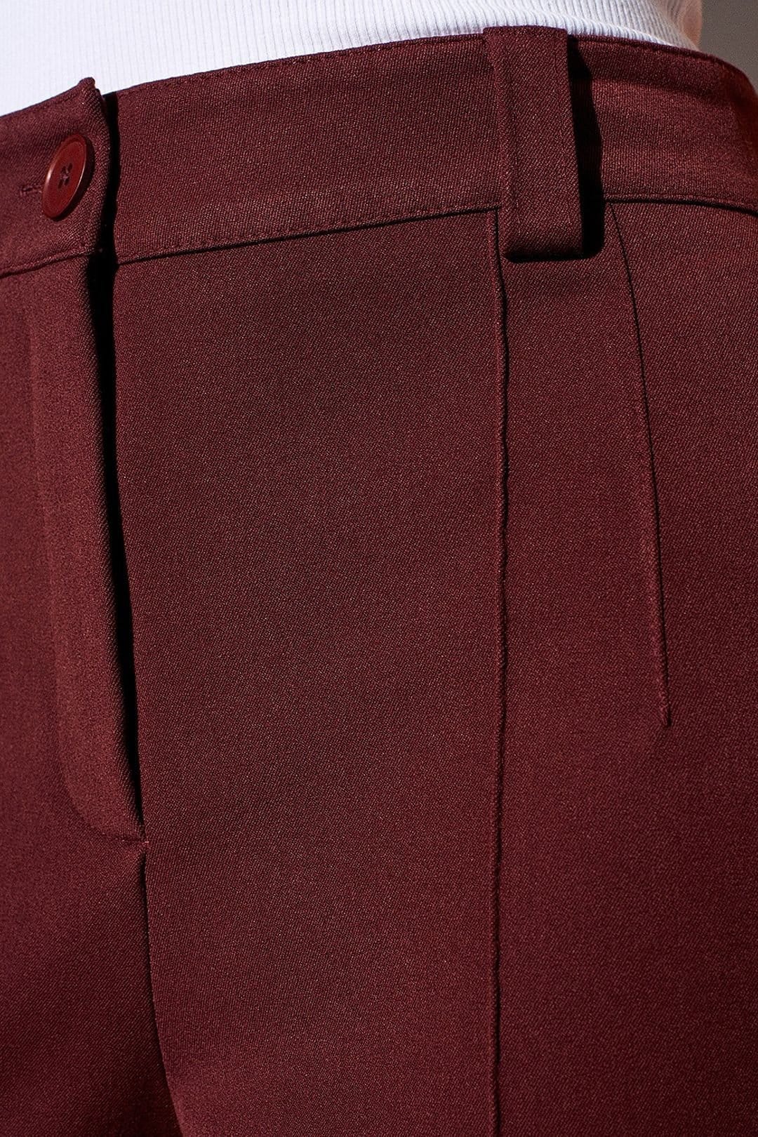 Dilvin Dilvin Women's High-waist Straight-leg Pleated Trousers in Burgundy - 4