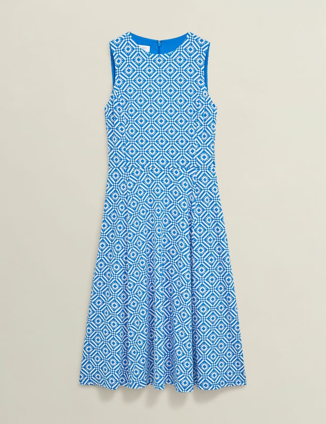 Hobbs London Hobbs London Women's Lisa Geometric Print Jersey Dress in Bright Blue - 2