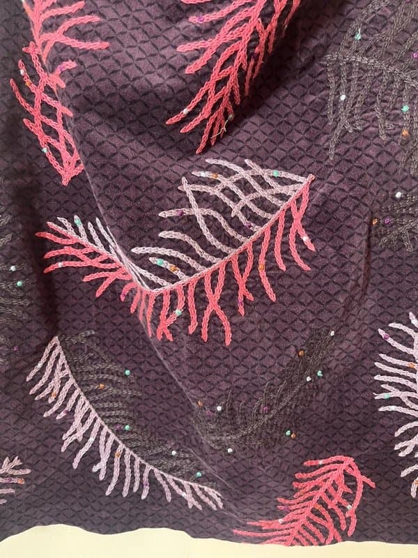 White Stuff White Stuff Purple Embroidered Velvet A-Line Skirt - Size 10 - Very Good Condition