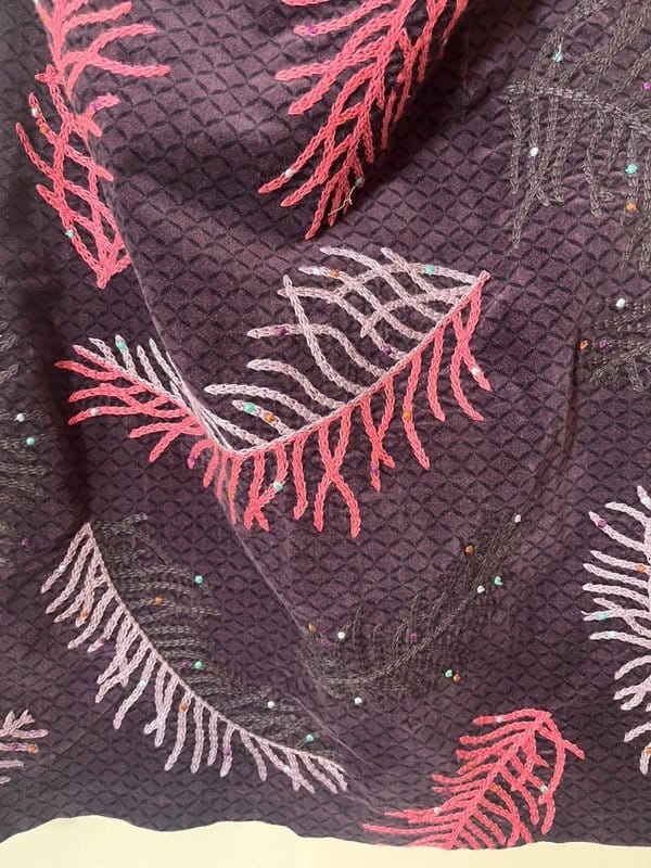 White Stuff Purple Embroidered Velvet A-Line Skirt