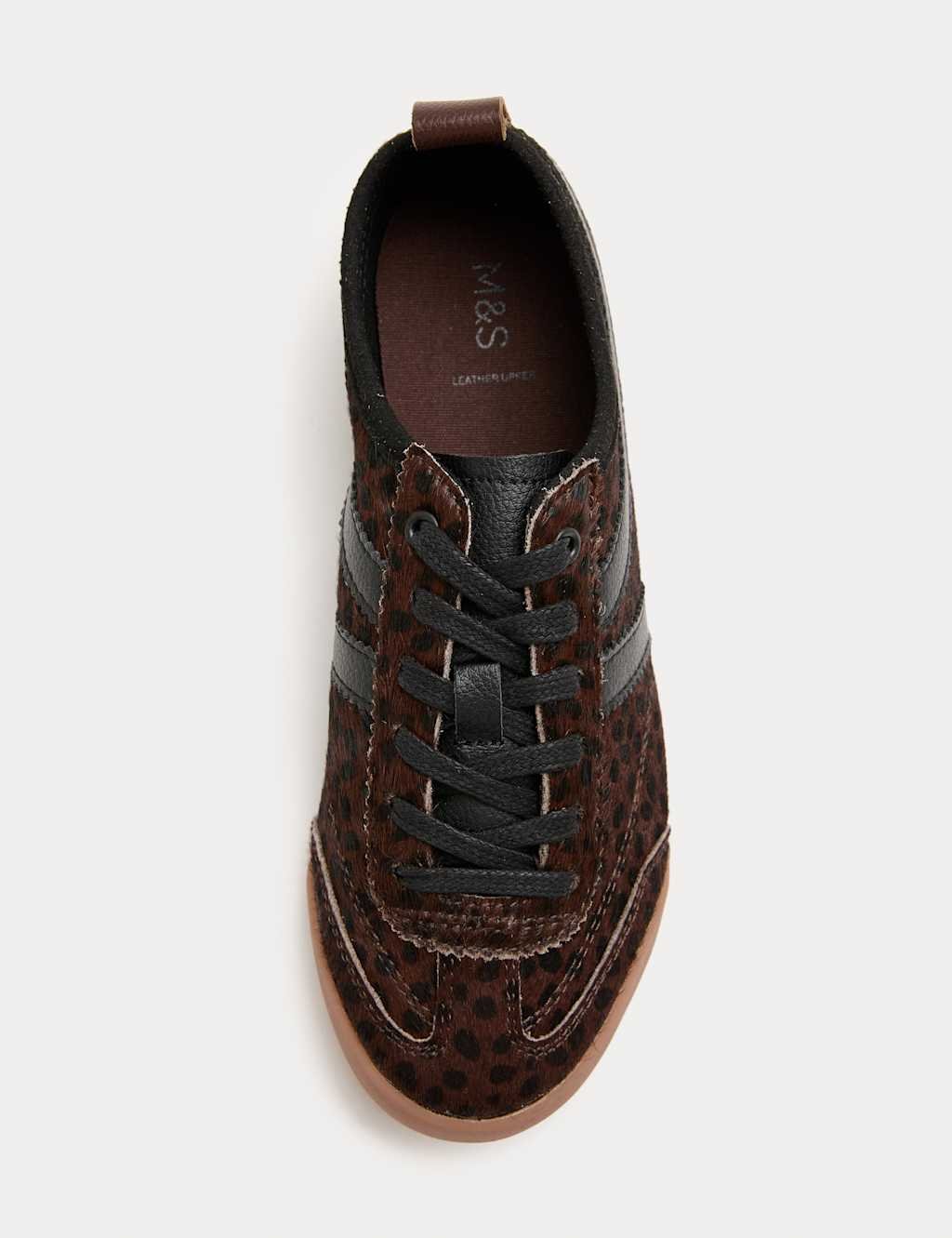 Marks & Spencer M&S Leather Animal Print Side Detail Trainers Brown Mix - 2