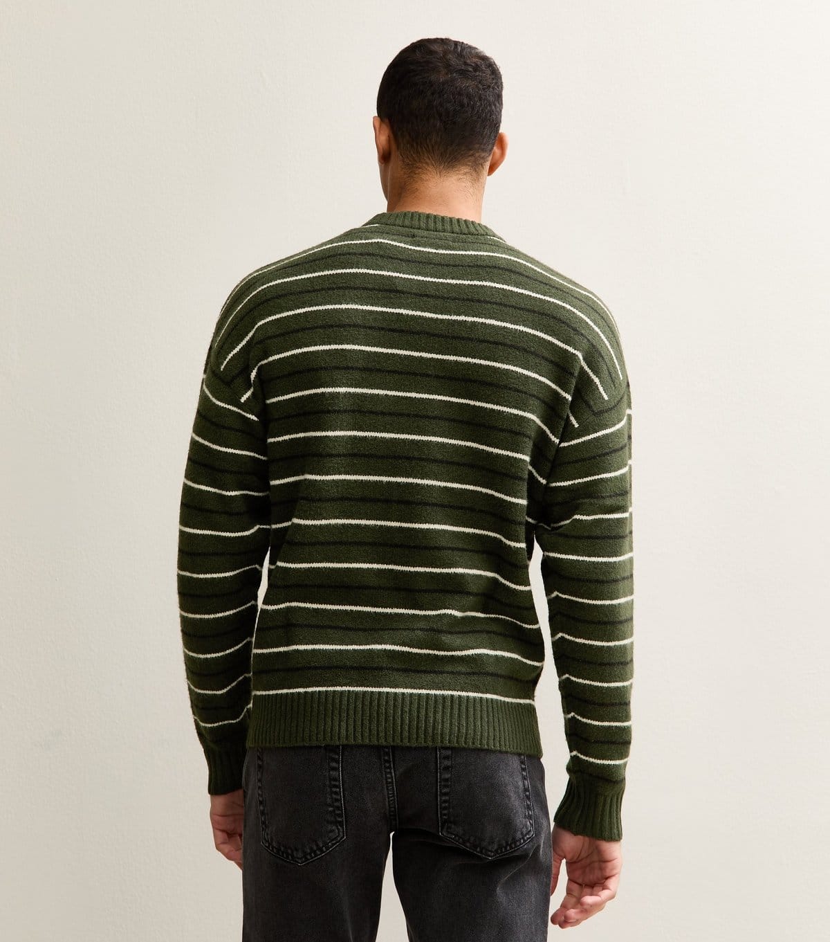 jack & jones Men's Green Regular Striped Crew Neck Jumper Jack & Jones New Look - 4
