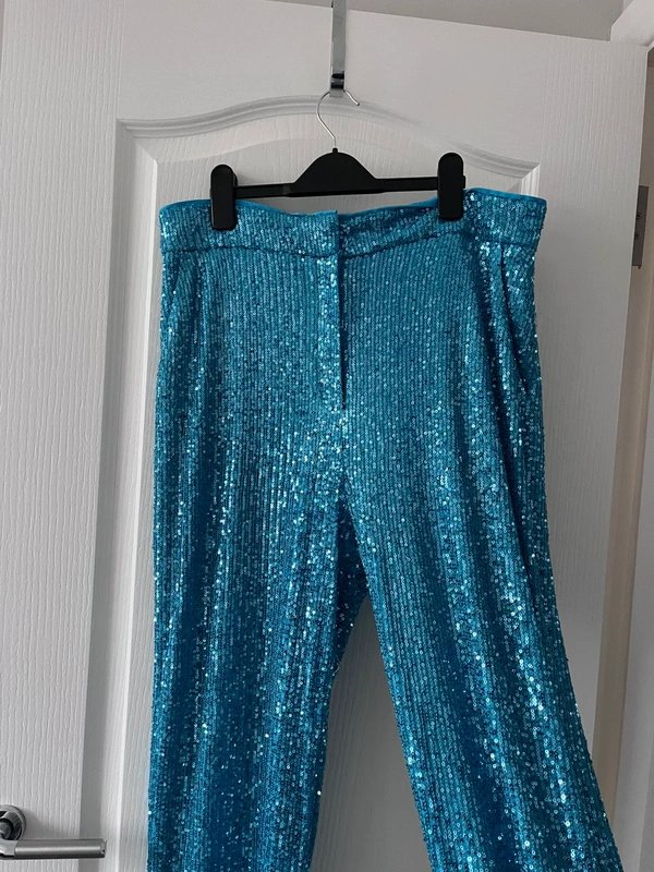 ASOS Blue Sequin Flare Trousers - 1