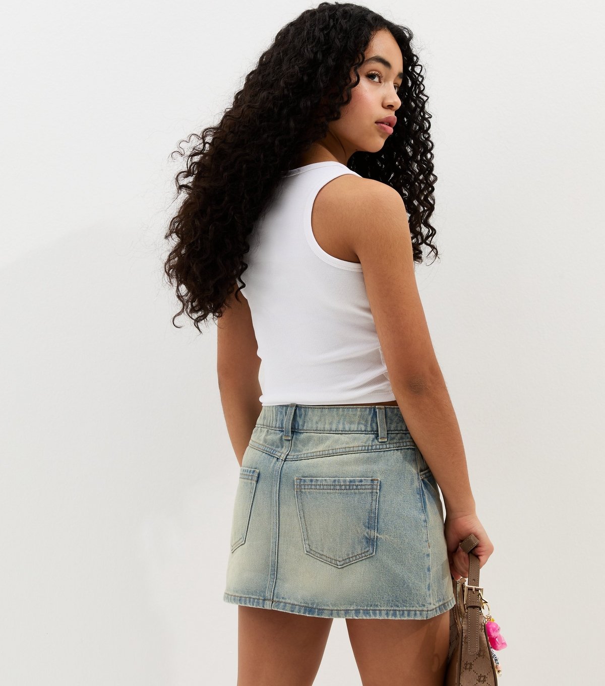 New Look Girls' Light Blue Distressed Denim Mini Skort New Look - 4