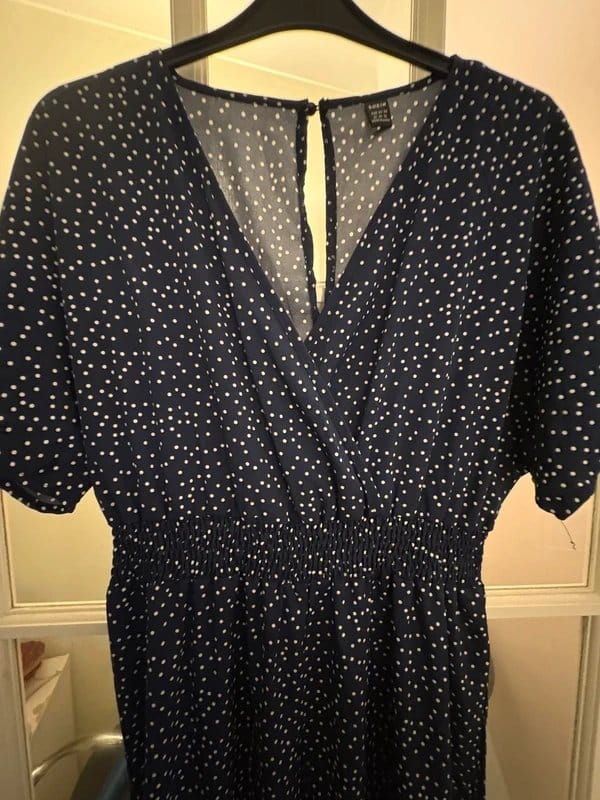 Shein Navy polkadot wide leg jumpsuit - 1
