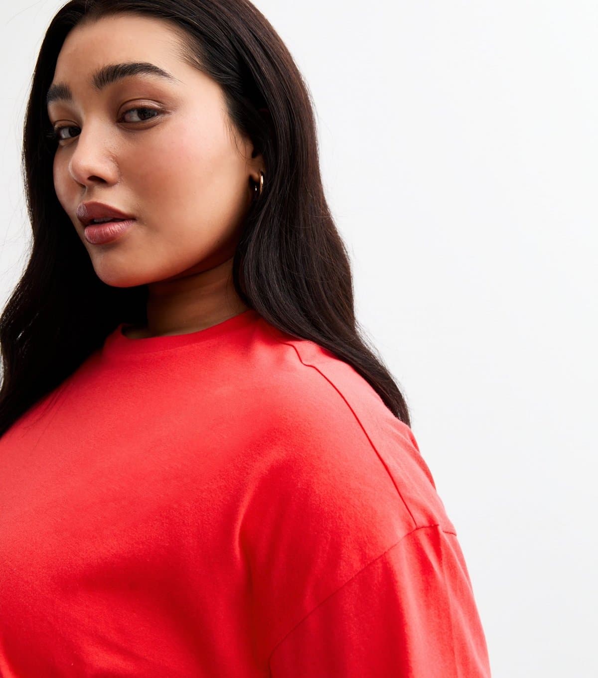 New Look Women's Plus Size Red Boxy Short Sleeve T-Shirt Curves New Look