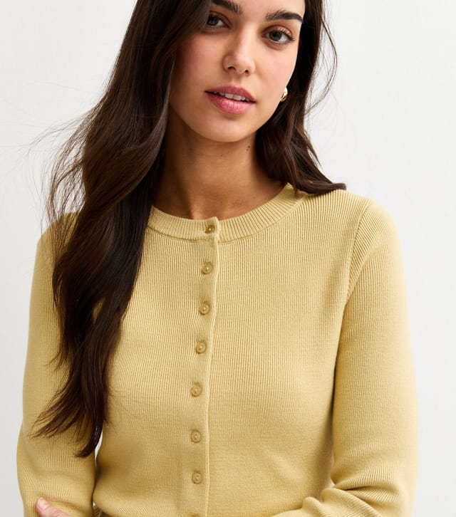 New Look Women's Light Green Compact Knit Crew Neck Cardigan New Look - 2