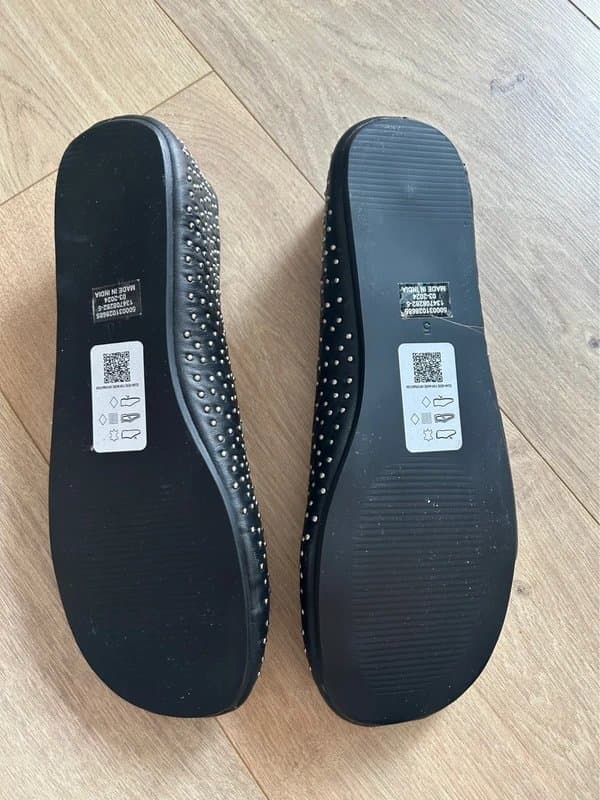 ASOS ASOS design black leather studded ballerina flats size 5