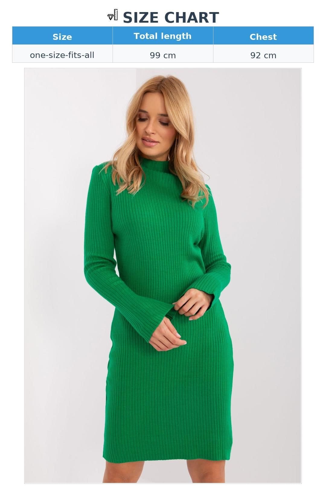 Love Lace Love Lace Women's Ribbed Acrylic Midi Stand Collar Dress in Green - 4