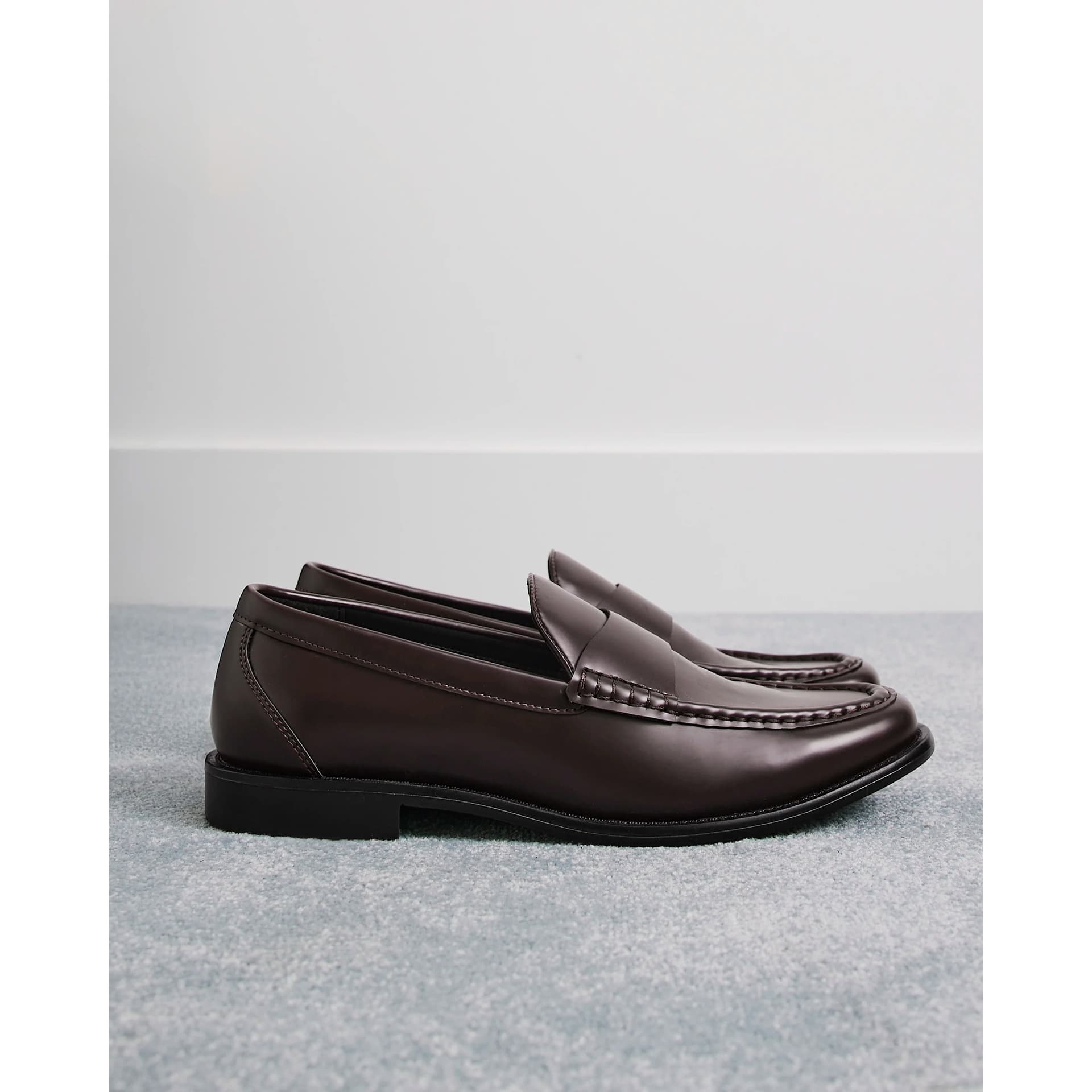 River Island Mens River Island Burgundy Faux Leather Loafers