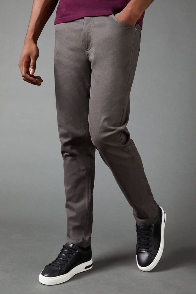 Burton Burton Men's Dark Grey Stretch Twill Slim Fit Jeans - 2