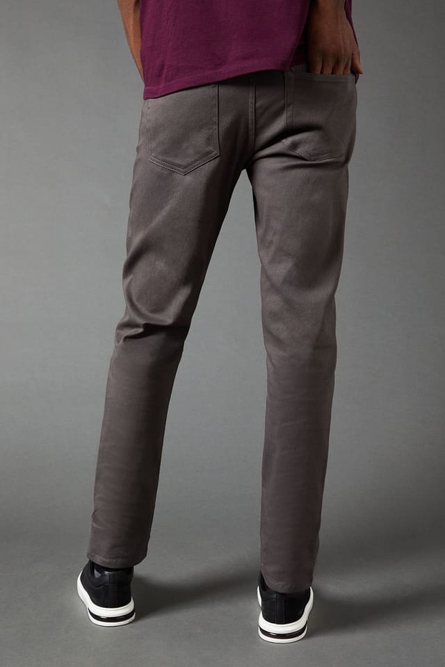 Burton Burton Men's Dark Grey Stretch Twill Slim Fit Jeans - 3