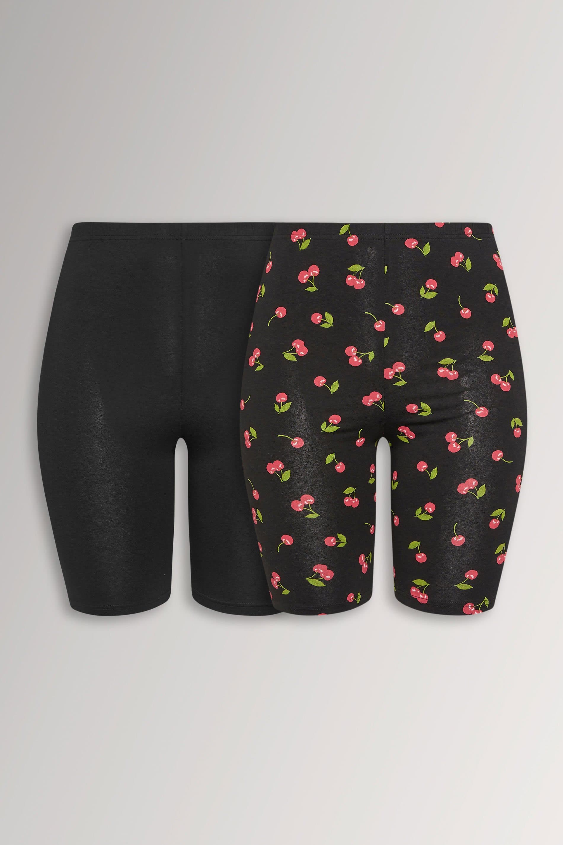 Yours 2 Pack Plus Size Black Cherry Cycling Shorts