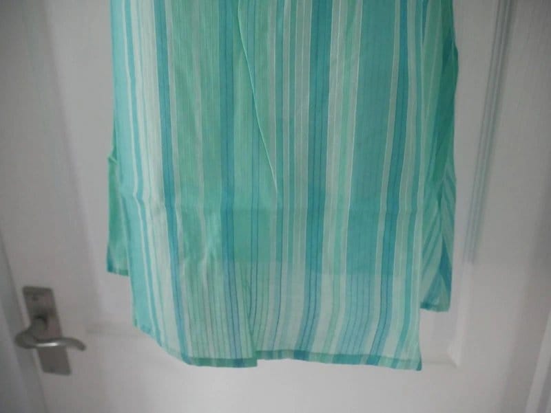 Carbon Turquoise Green Stripe Cotton Summer Tea Dress