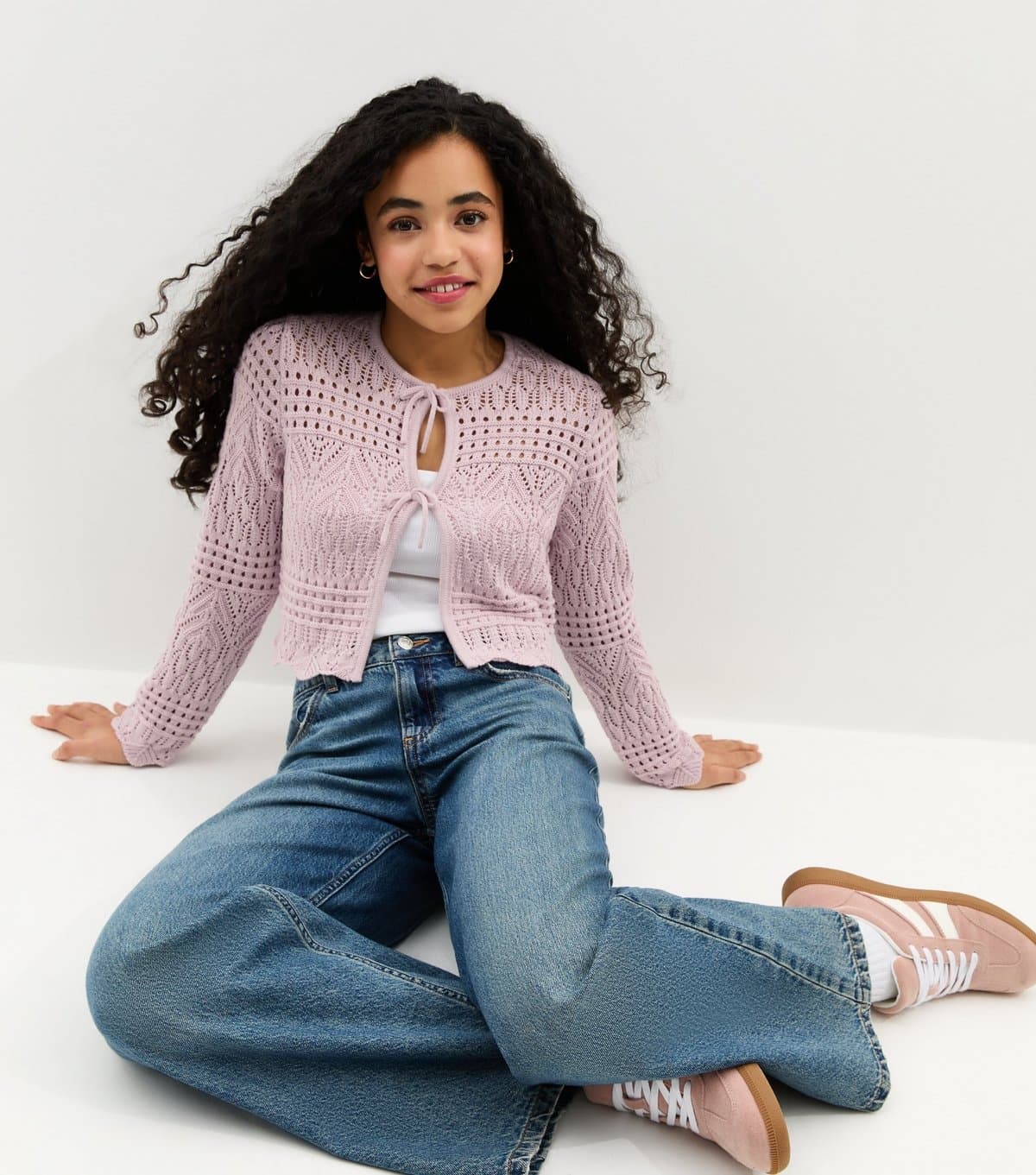 New Look Girls'  Lilac Crochet Cardigan New Look