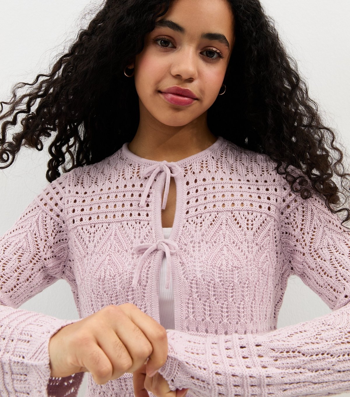 New Look Girls'  Lilac Crochet Cardigan New Look - 2