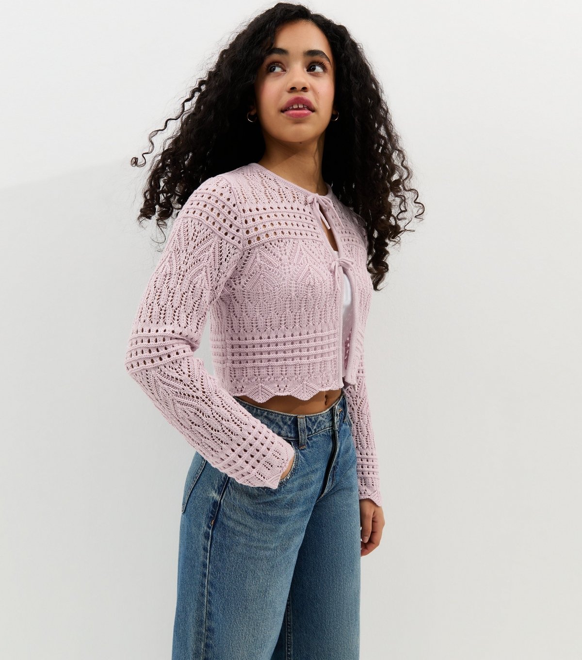 New Look Girls'  Lilac Crochet Cardigan New Look - 3