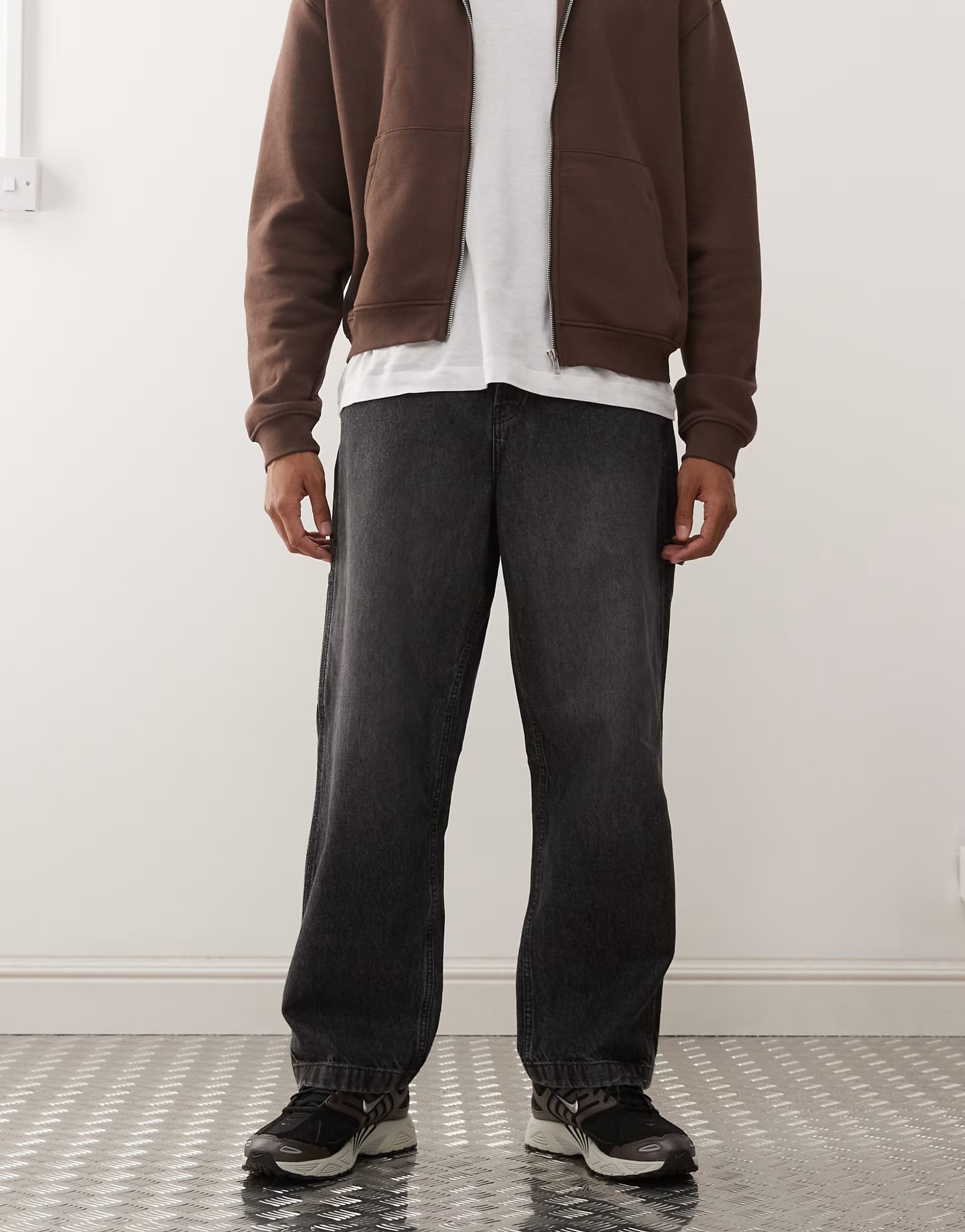 ASOS DC Shoes Worker baggy carpenter denim carpenter trousers in black - BLACK