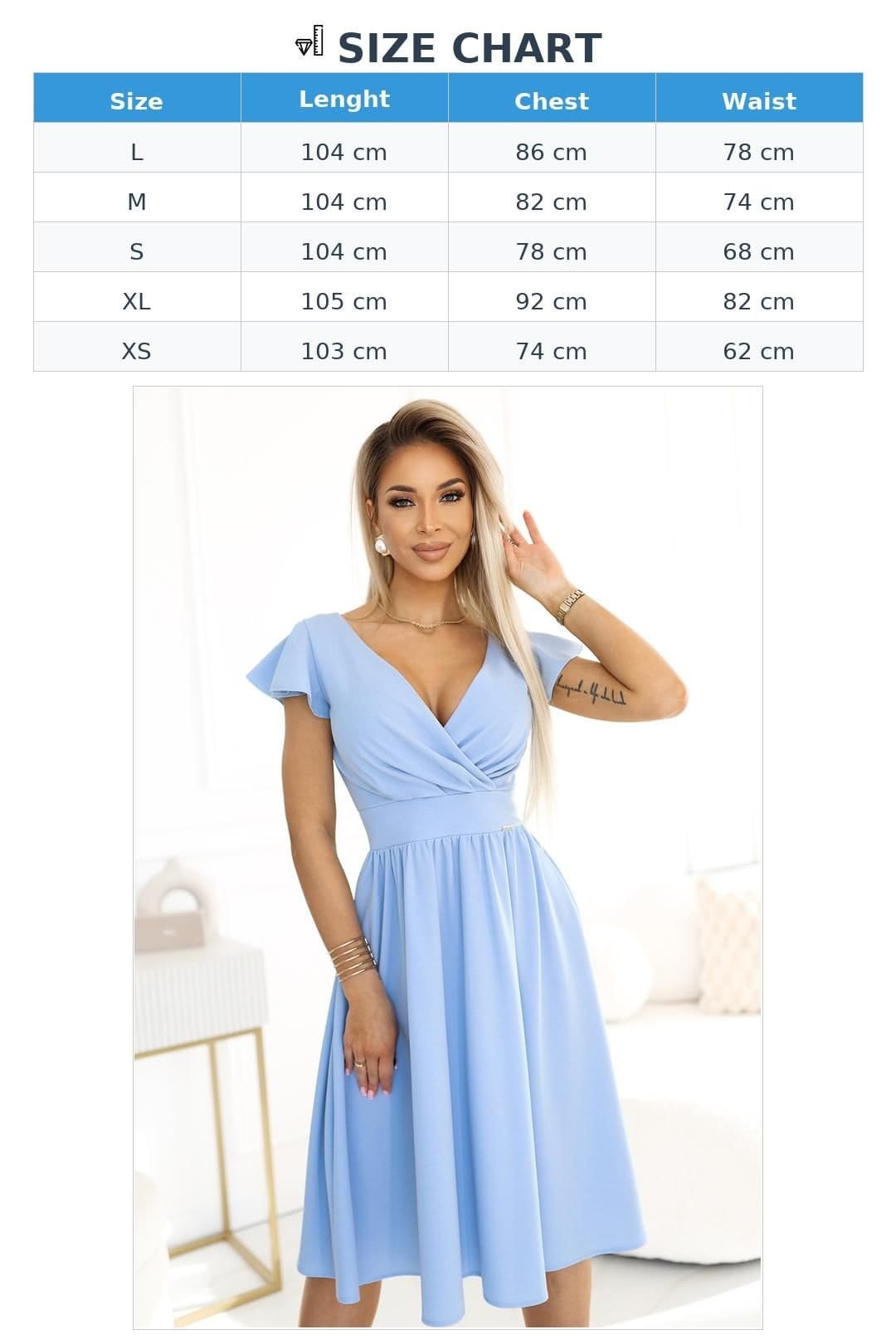 Love Lace Love Lace Women's Wrap V Neck Midi Evening Dress with Belt in Blue - 4