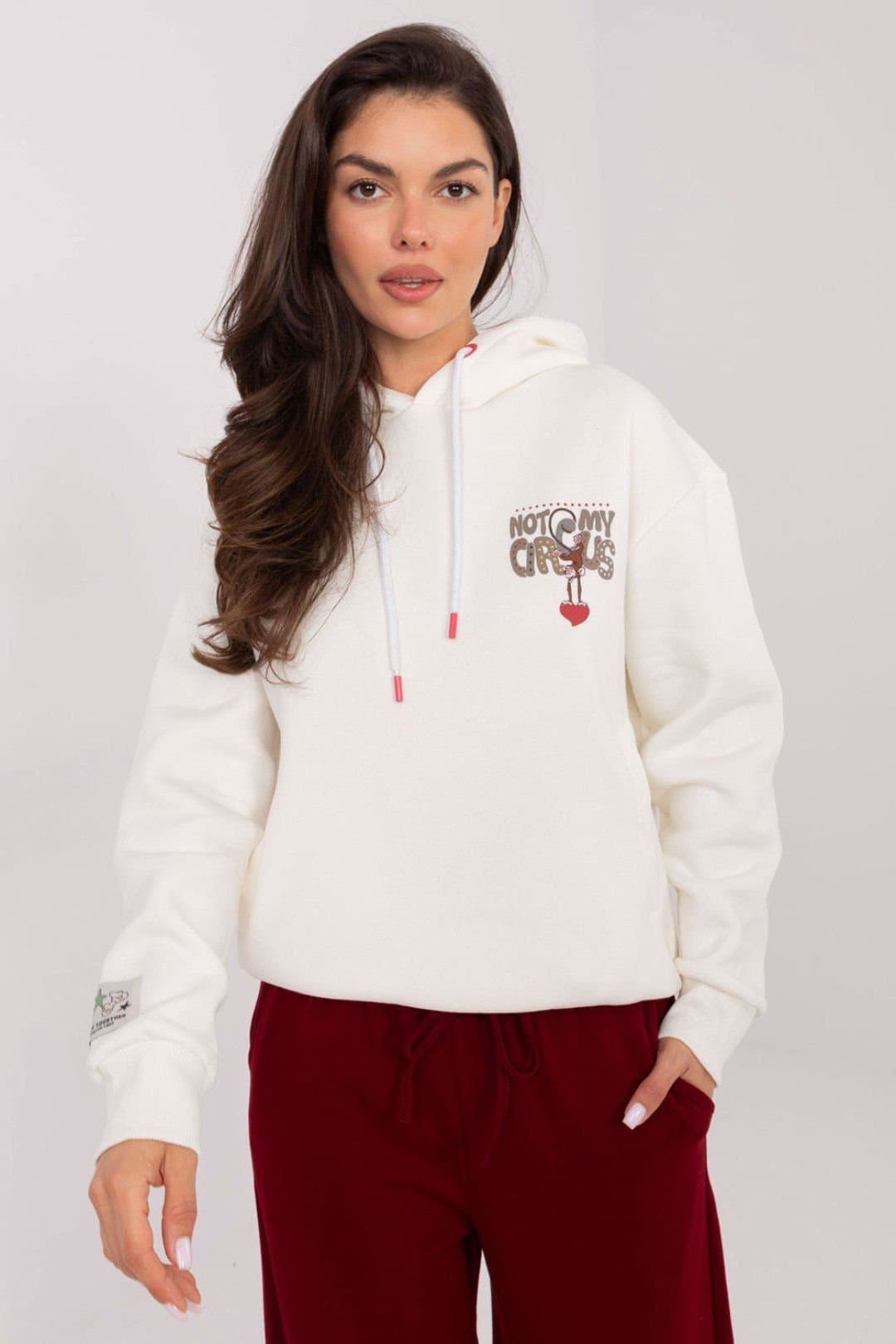 Love Lace Love Lace Women's Everyday Cotton Polyester Hooded Sweatshirt in White