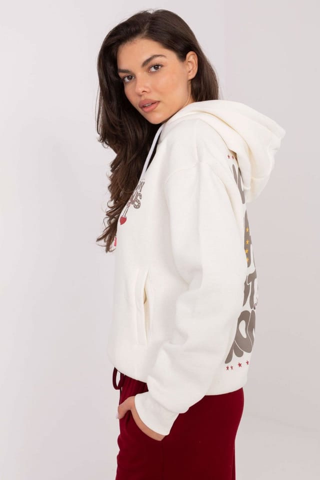 Love Lace Love Lace Women's Everyday Cotton Polyester Hooded Sweatshirt in White - 2