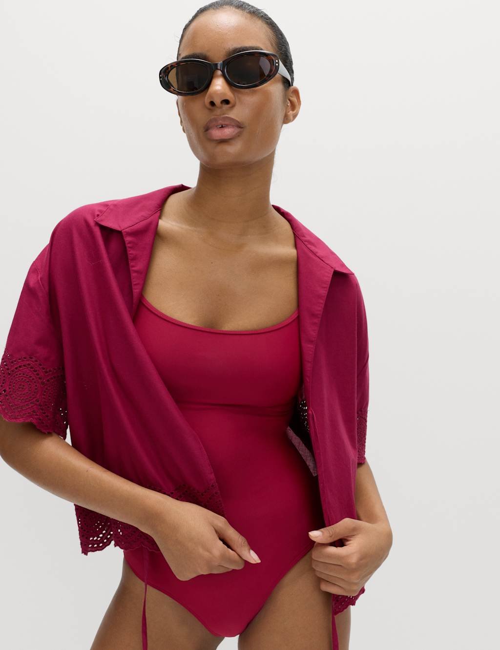 Marks & Spencer M&S Cami Scoop Neck Swimsuit Raspberry - 3