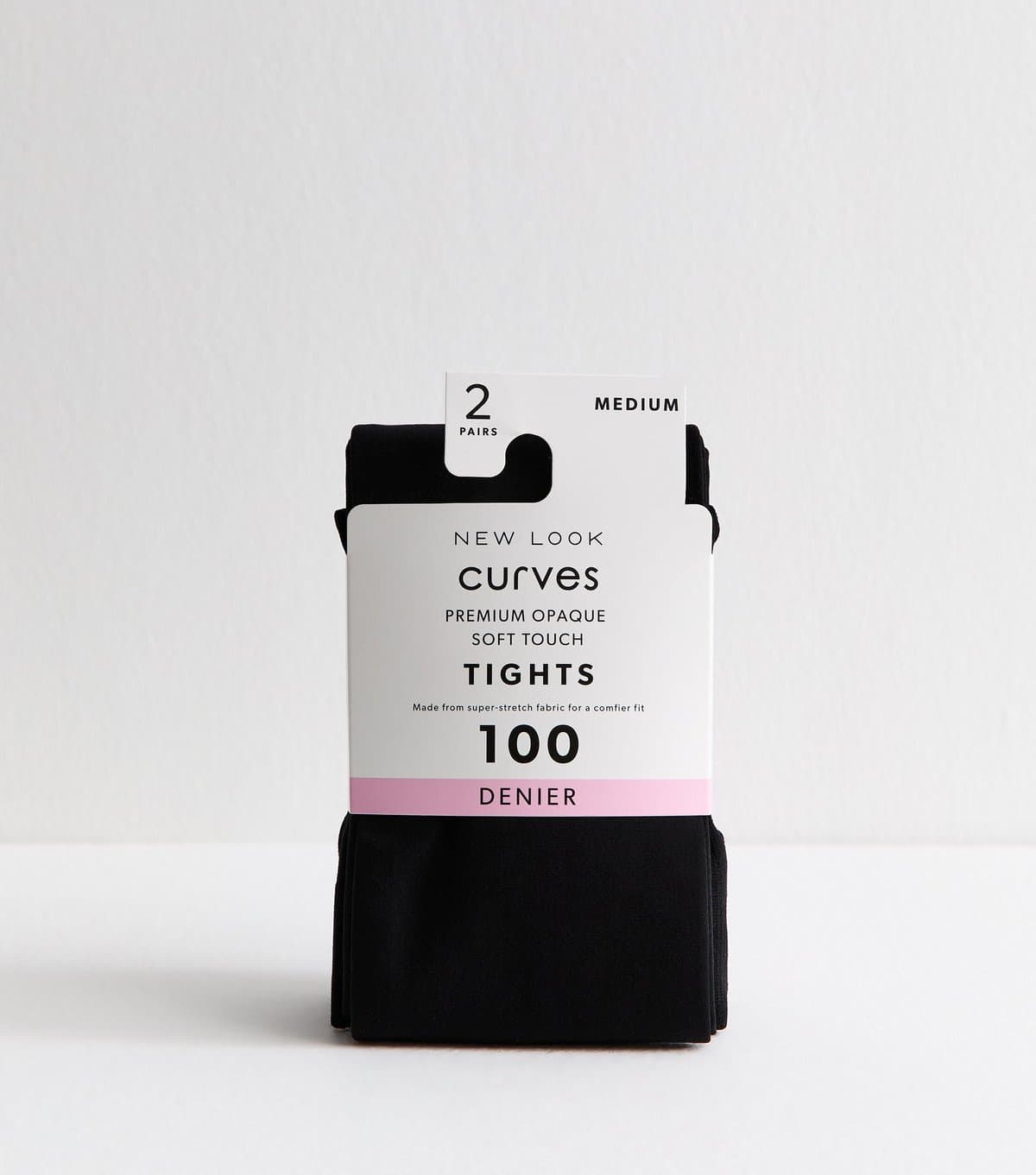 New Look Plus Size Premium Black Pack of 2 Opaque 100 Denier Soft Touch Tights Curves New Look