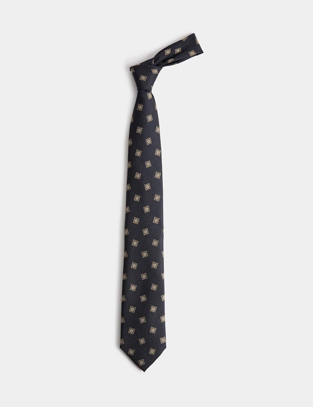 Marks & Spencer M&S Square Medallion Tie Navy