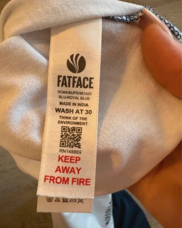 FatFace FatFace Men’s White & Navy Blue Raglan T-Shirt with Bicycle Print | Size L