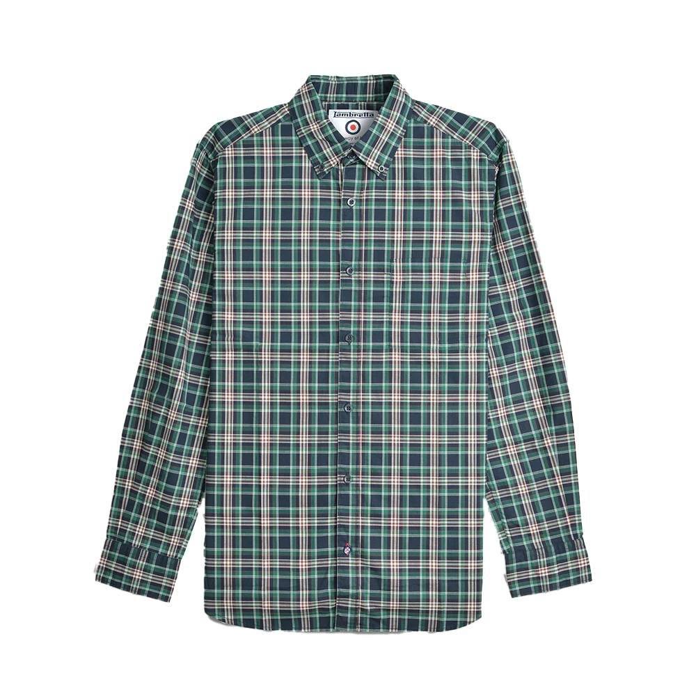 Lambretta Lambretta Men's Classic Checked Long-Sleeved Shirt in Mid Navy - 3