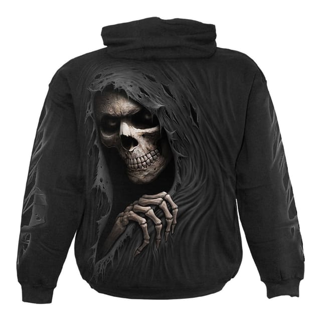 Spiral Spiral Men's Grim Ripper Back & Sleeve Print Pull Over Hoodie in Black - 3