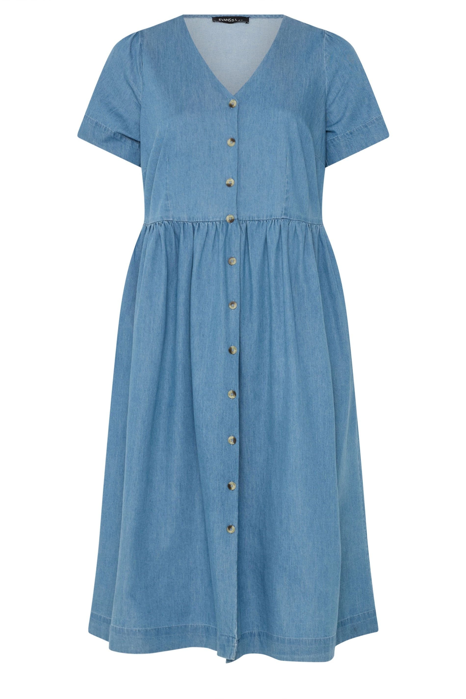 Evans Evans Women's Cotton Denim Dress in Blue - 2
