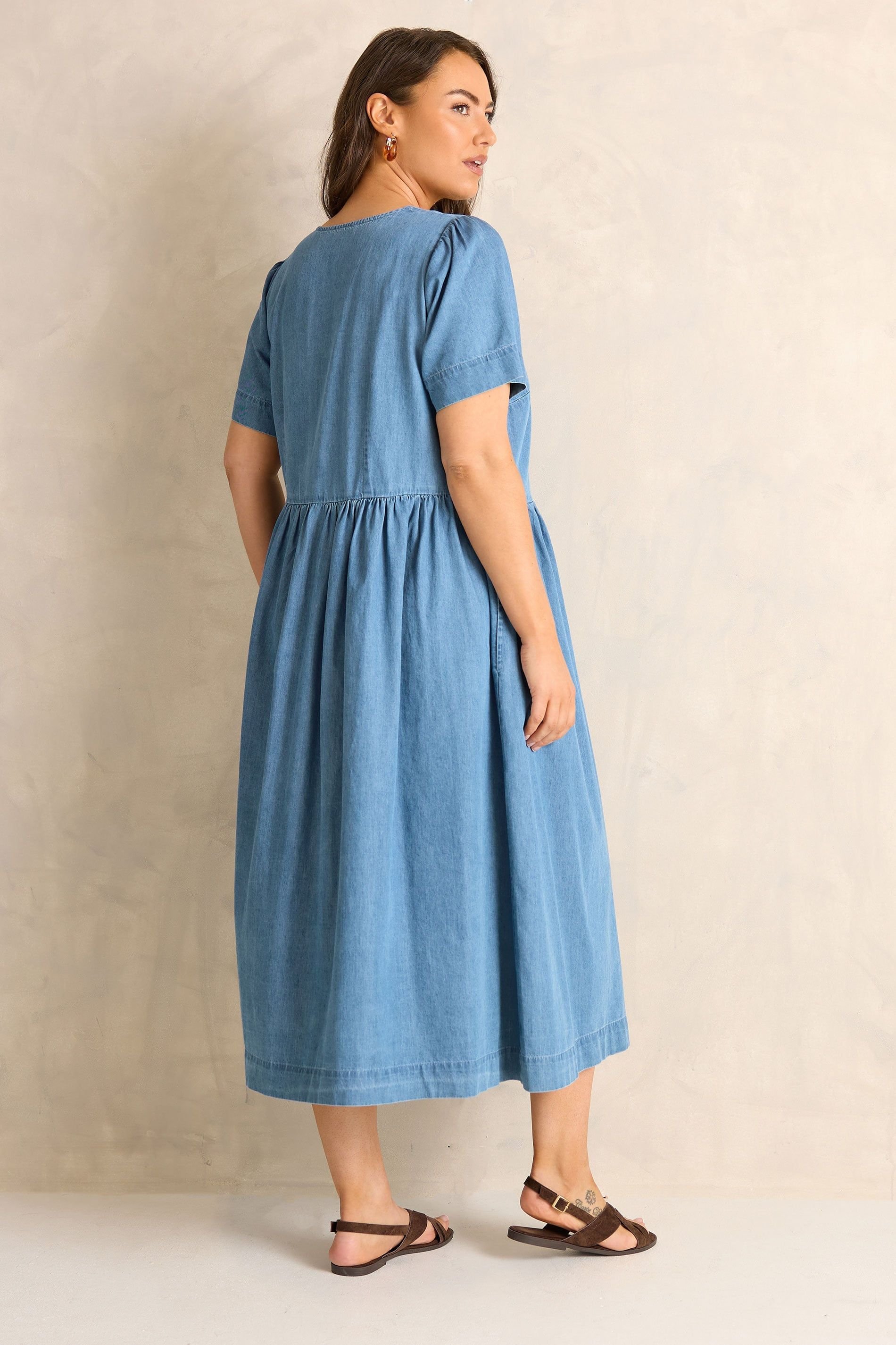 Evans Evans Women's Cotton Denim Dress in Blue - 3