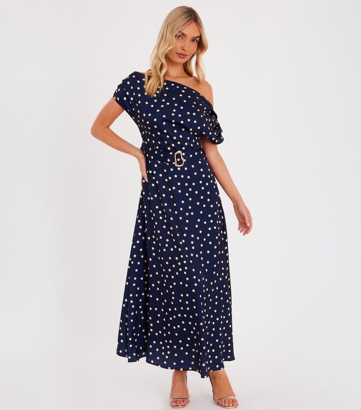 Quiz Women's Navy Satin Polka Dot Midaxi Dress Quiz New Look