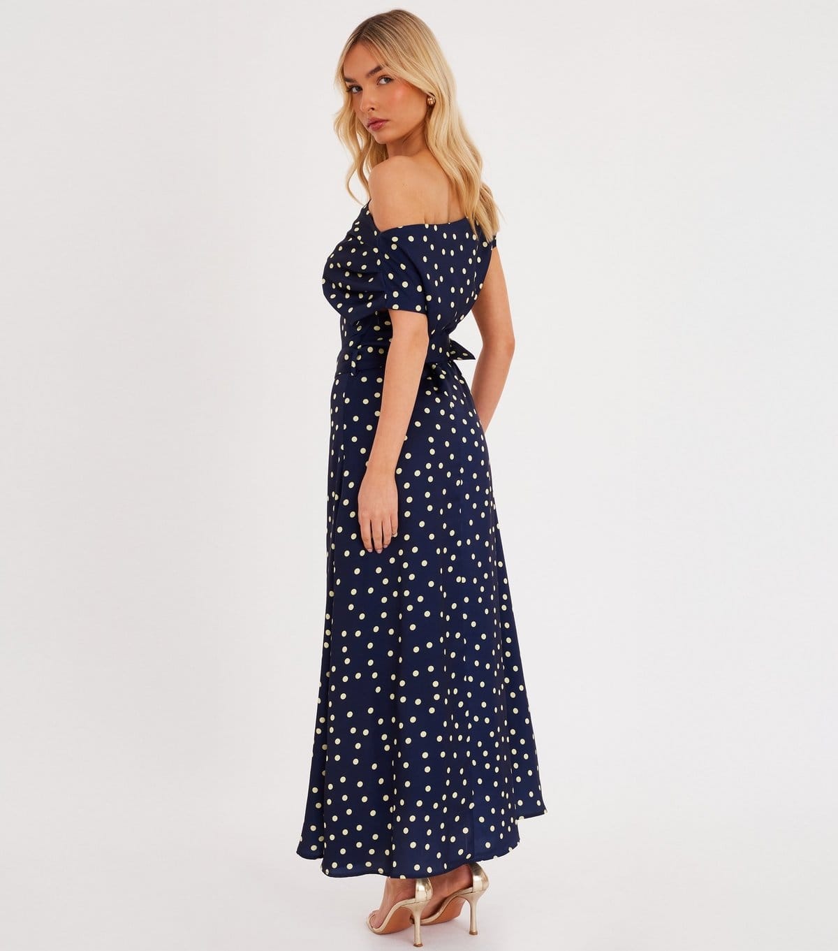 Quiz Women's Navy Satin Polka Dot Midaxi Dress Quiz New Look - 4