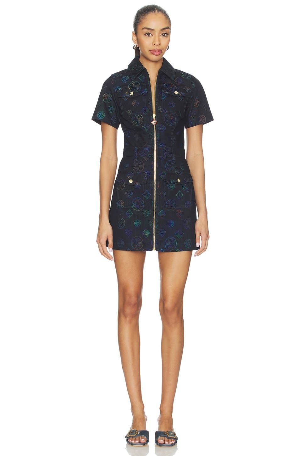 revolve Monogram Denim Dress