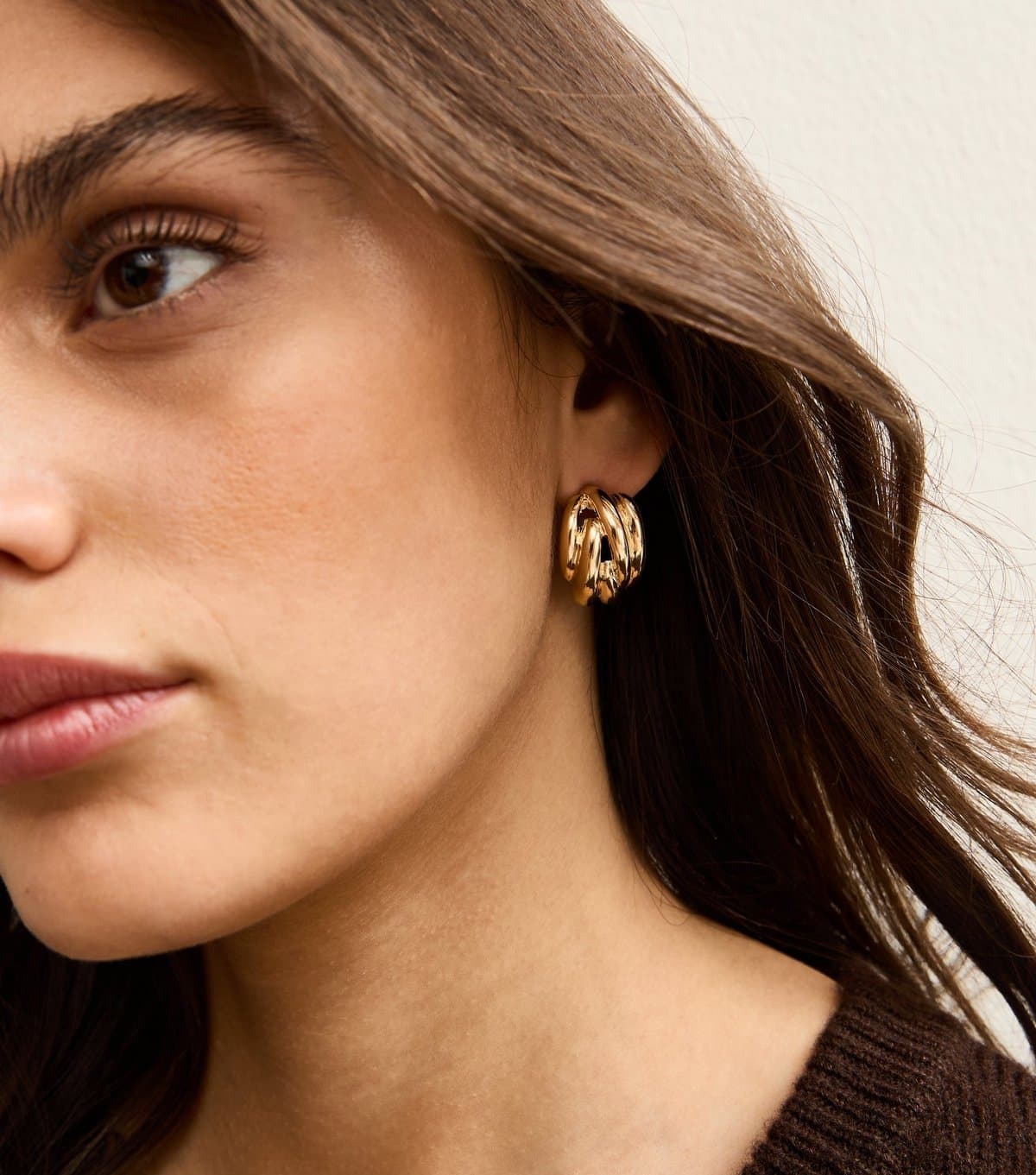 New Look New Look Gold Tone Chunky Wrap Curve Earrings