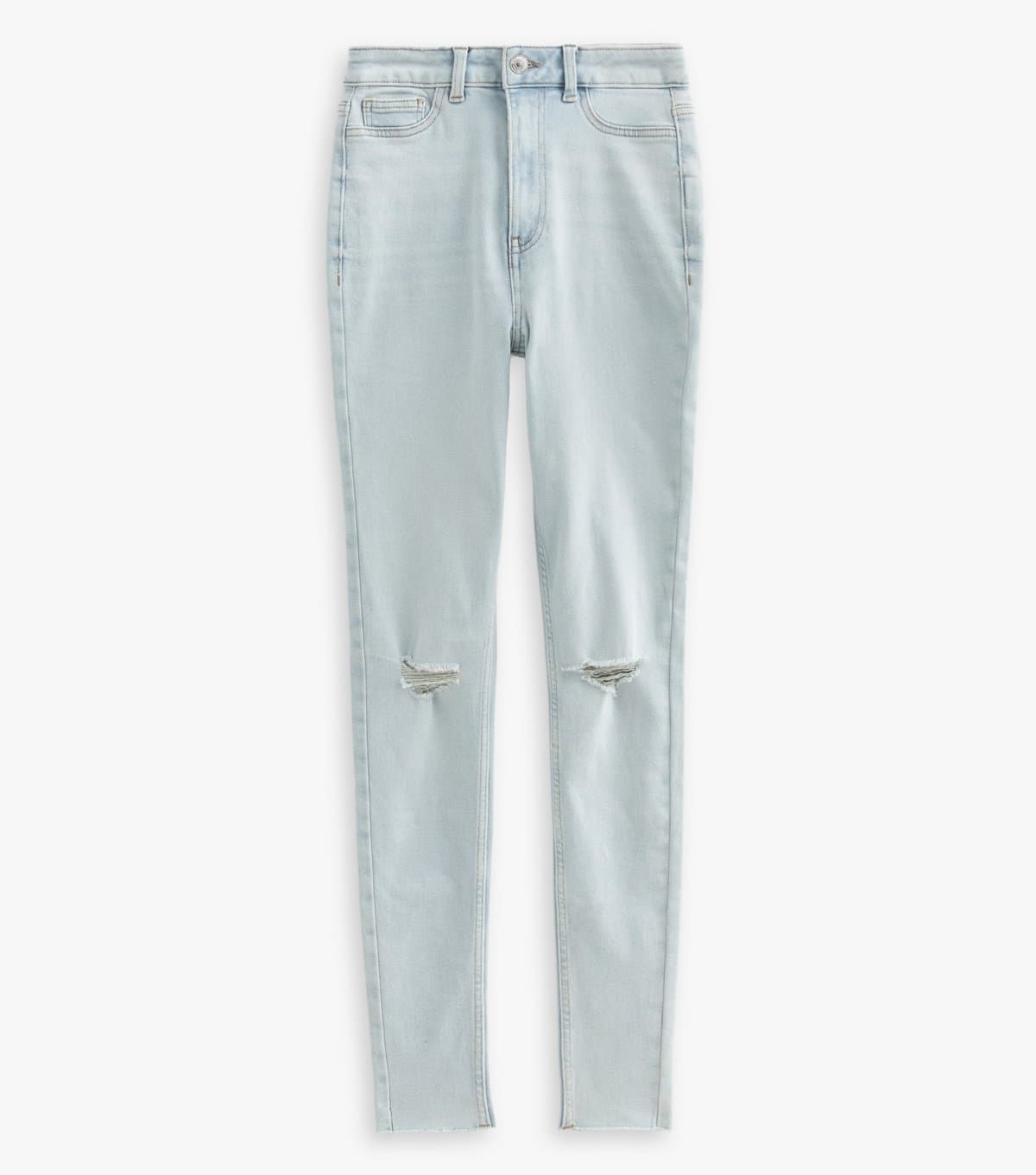 New Look Women's Tall Light Blue Ripped Knee Hallie Stretch Skinny Jeans New Look