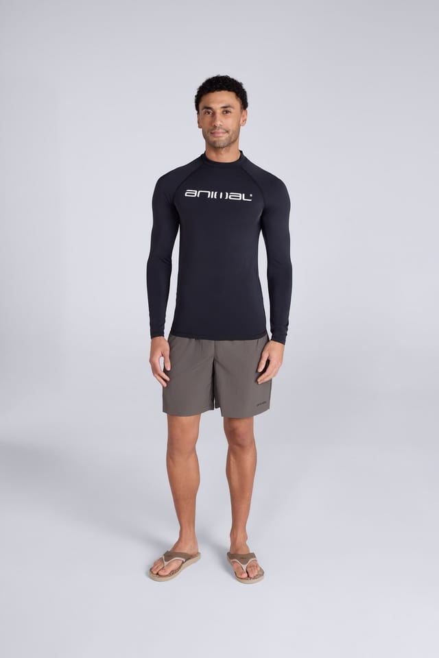 Animal Animal Men's 'Sonny' Lightweight Long Sleeve Quick Dry UPF 50+ Protection Rash Vest in Black - 3