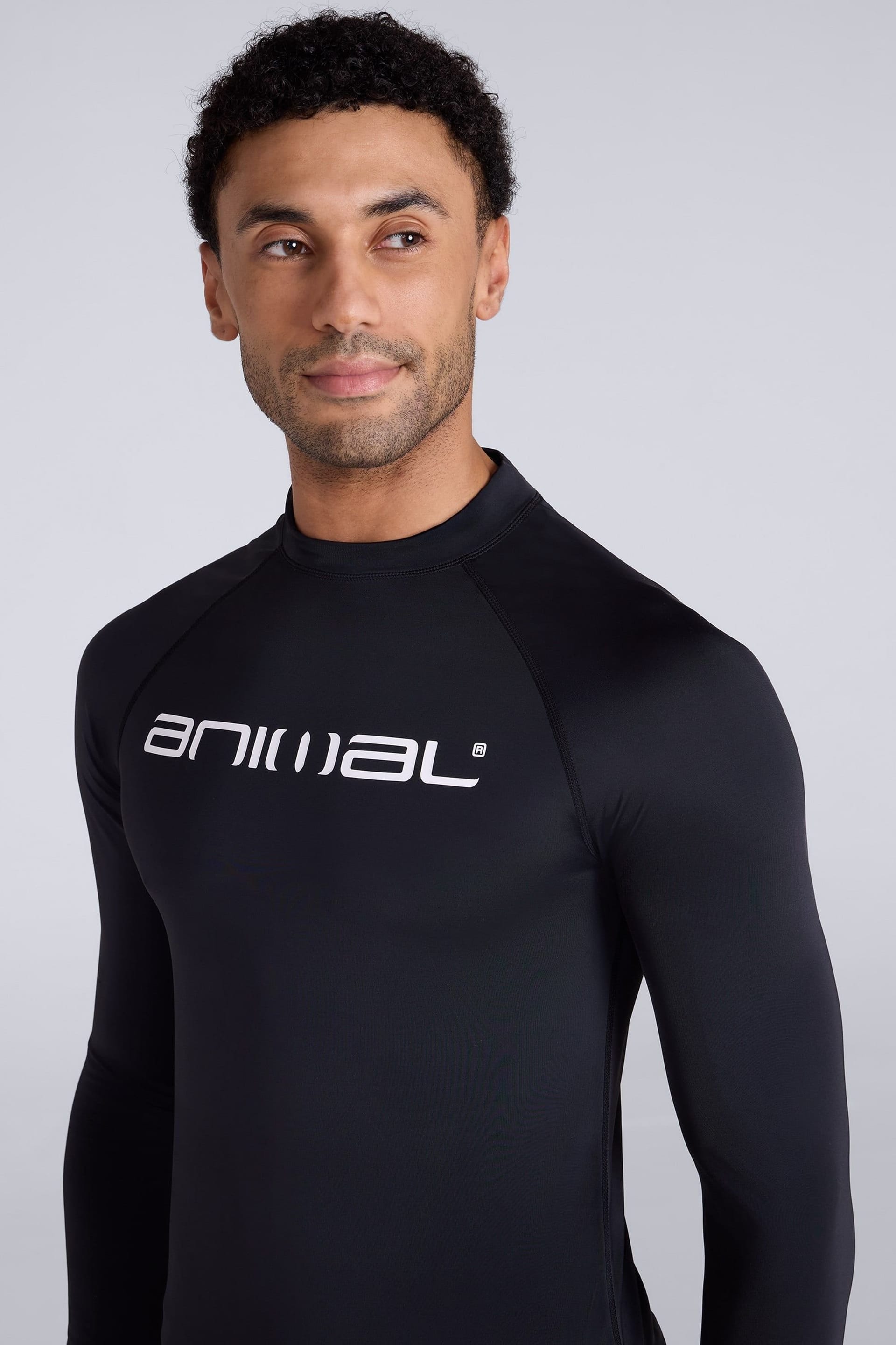 Animal Animal Men's 'Sonny' Lightweight Long Sleeve Quick Dry UPF 50+ Protection Rash Vest in Black - 4