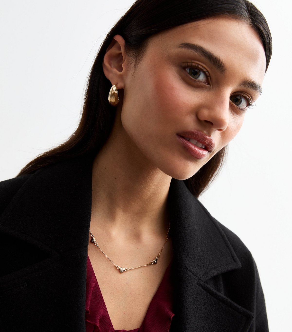 New Look Gold Tone Diamanté Heart Charm Necklace New Look - 2