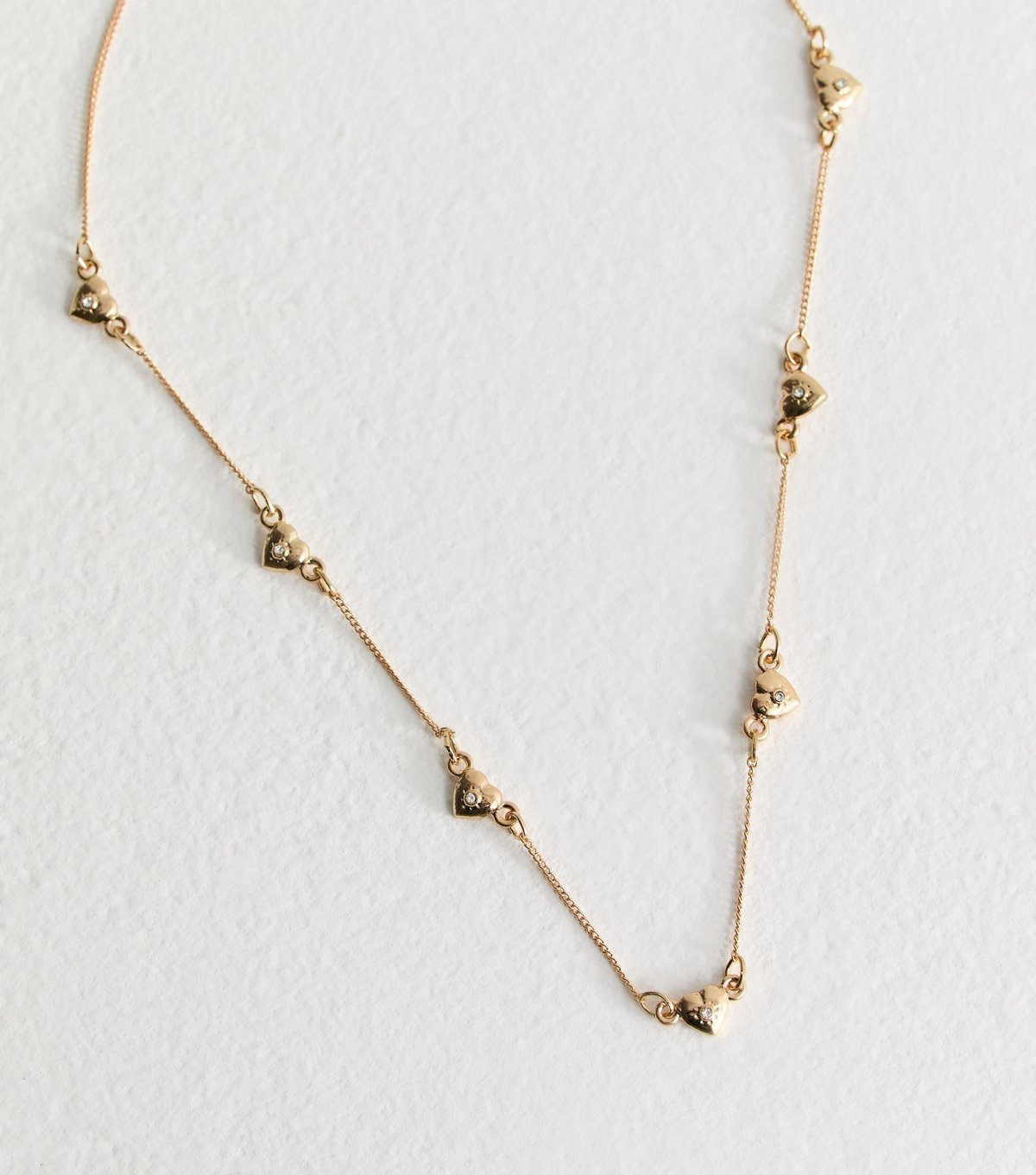 New Look Gold Tone Diamanté Heart Charm Necklace New Look - 3